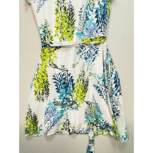 Worthington Womens Floral Mini A-Line Dress Size 16 White Ruffle Sleeves Pocket - Picture 14 of 14